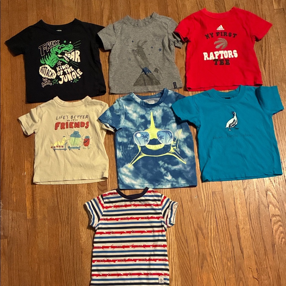 Assorted Kids T-Shirt Collection - Black, Gray, Red, Cream, Blue